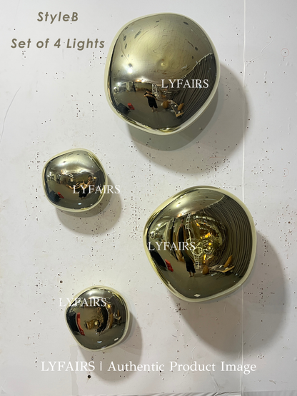 Modern Luxury Metallic Mirrored Irregular Lava Wall Sconce