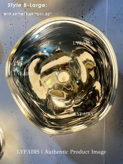 Modern Luxury Metallic Mirrored Irregular Lava Wall Sconce