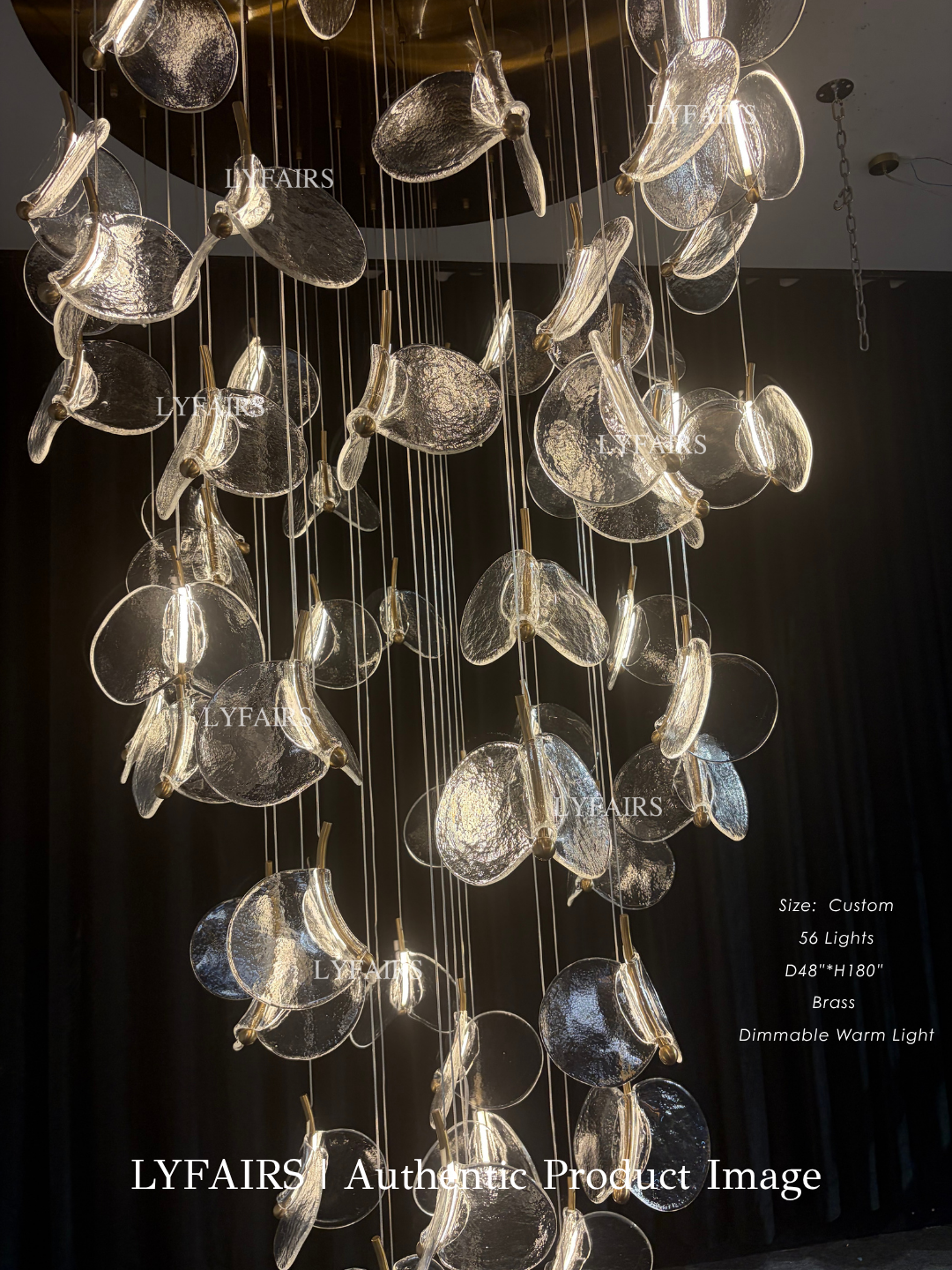 Modern Floating Chips Glass Chandelier for High Ceiling/Dining Room