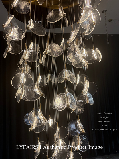 Modern Floating Chips Glass Chandelier for High Ceiling/Dining Room