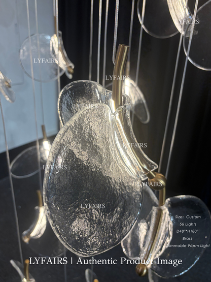 Modern Floating Chips Glass Chandelier for High Ceiling/Dining Room