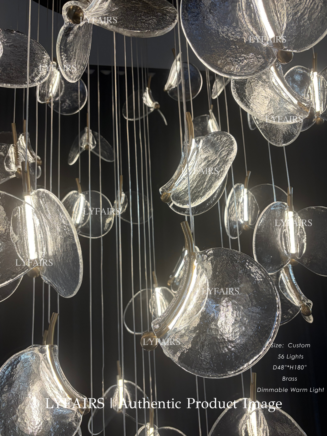 Modern Floating Chips Glass Chandelier for High Ceiling/Dining Room