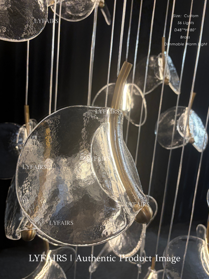 Modern Floating Chips Glass Chandelier for High Ceiling/Dining Room
