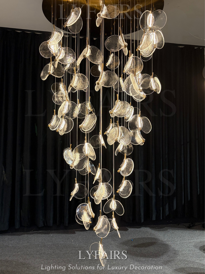 Modern Floating Chips Glass Chandelier for High Ceiling/Dining Room