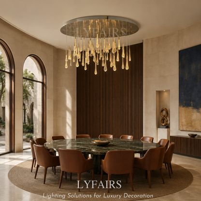 Oversized Modern Cascade Raindrop Crystal Chandelier