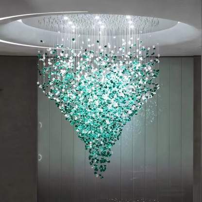 Modern Luxury Cascading Colorful Glass Stone Chandelier