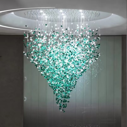 Modern Luxury Cascading Colorful Glass Stone Chandelier