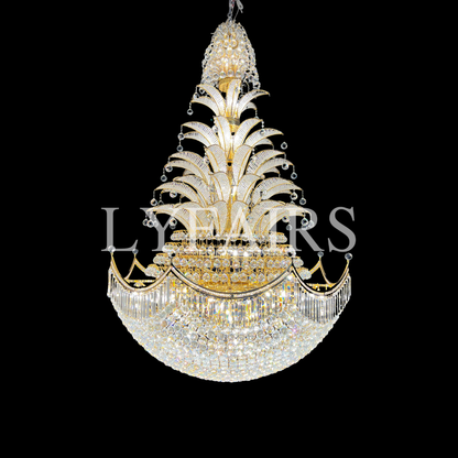 Golden Era Royal Grand Pineapple Design Crystal Chandelier
