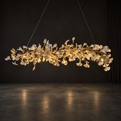 Linear Ginkgo Ceramic Chandelier for Dining Room/Kitchen island