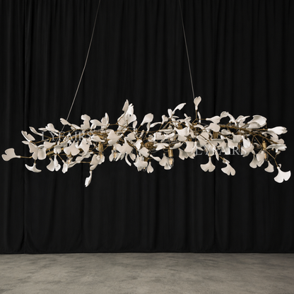 Linear Ginkgo Ceramic Chandelier for Dining Room/Kitchen island