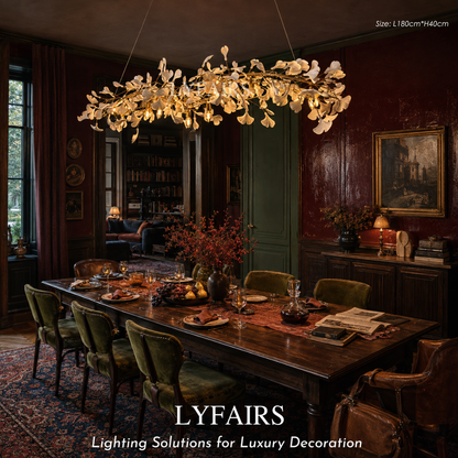 Linear Ginkgo Ceramic Chandelier for Dining Room/Kitchen island