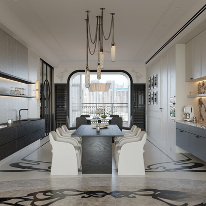 Modern Minimalist Natural Alabaster Cylinder Chain Cluster Ceiling Light