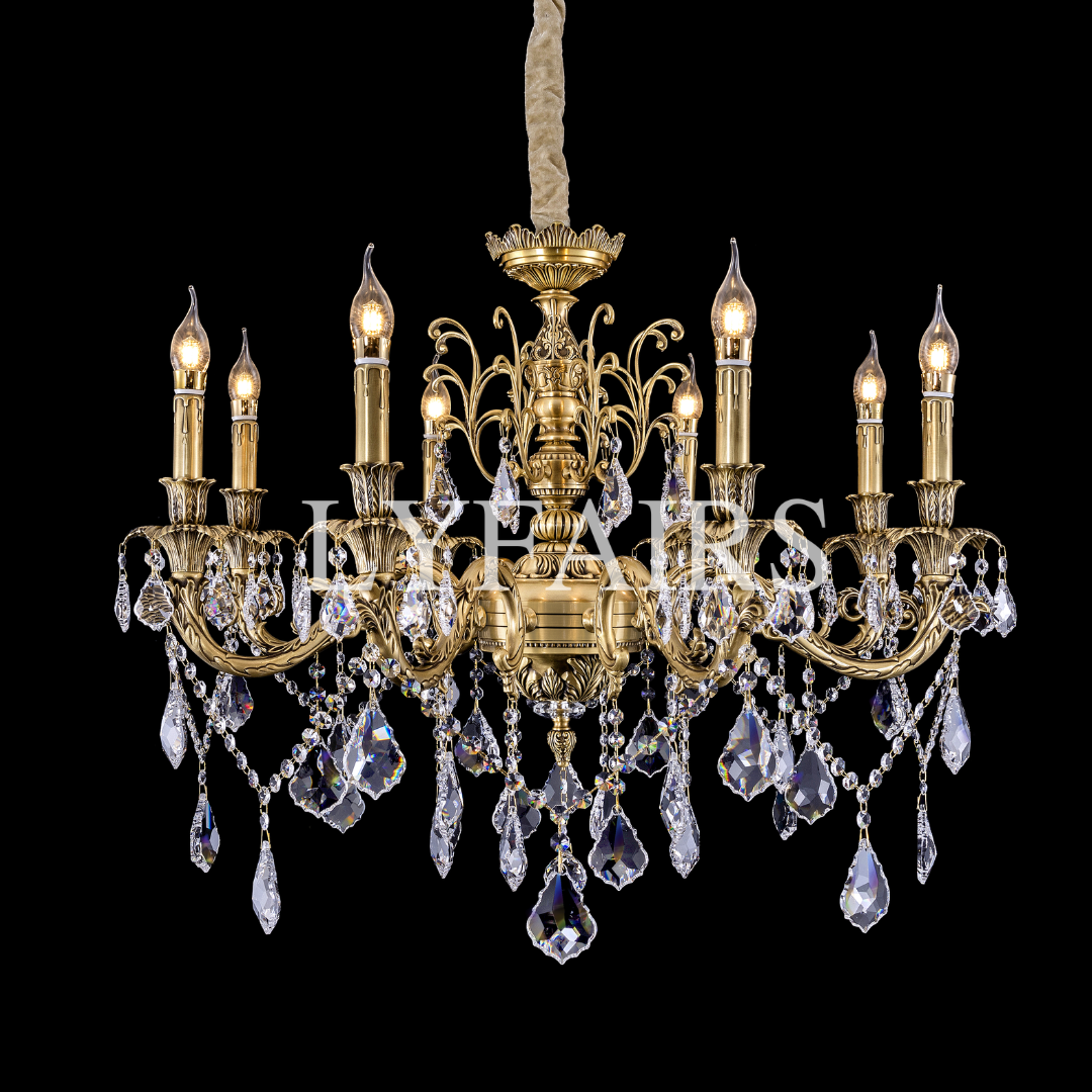 Baroque Revival Unique Patterned Antique Brass Chandelier Series