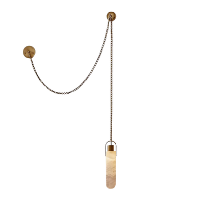 Modern Minimalist Natural Alabaster Cylinder Chain Cluster Ceiling Light
