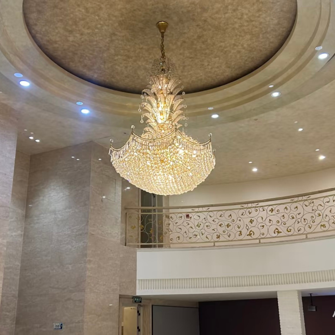 Golden Era Royal Grand Pineapple Design Crystal Chandelier