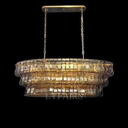 Modern Oval Clear/Smoky Gray Glass Chandelier for Low-ceiling