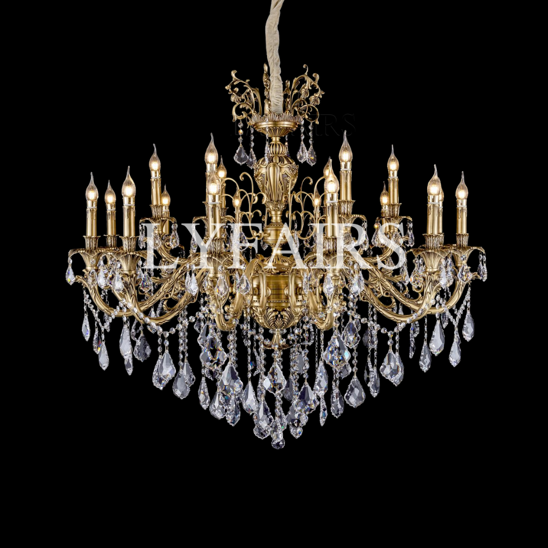 Baroque Revival Unique Patterned Antique Brass Chandelier Series