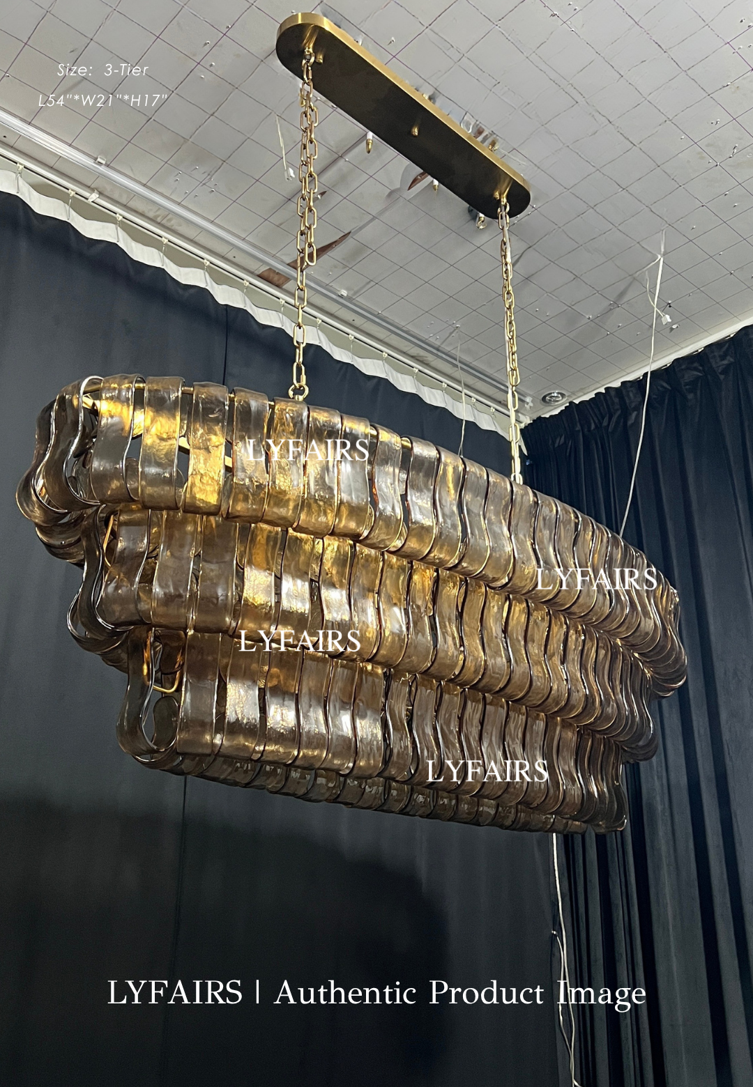 Modern Oval Clear/Smoky Gray Glass Chandelier for Low-ceiling