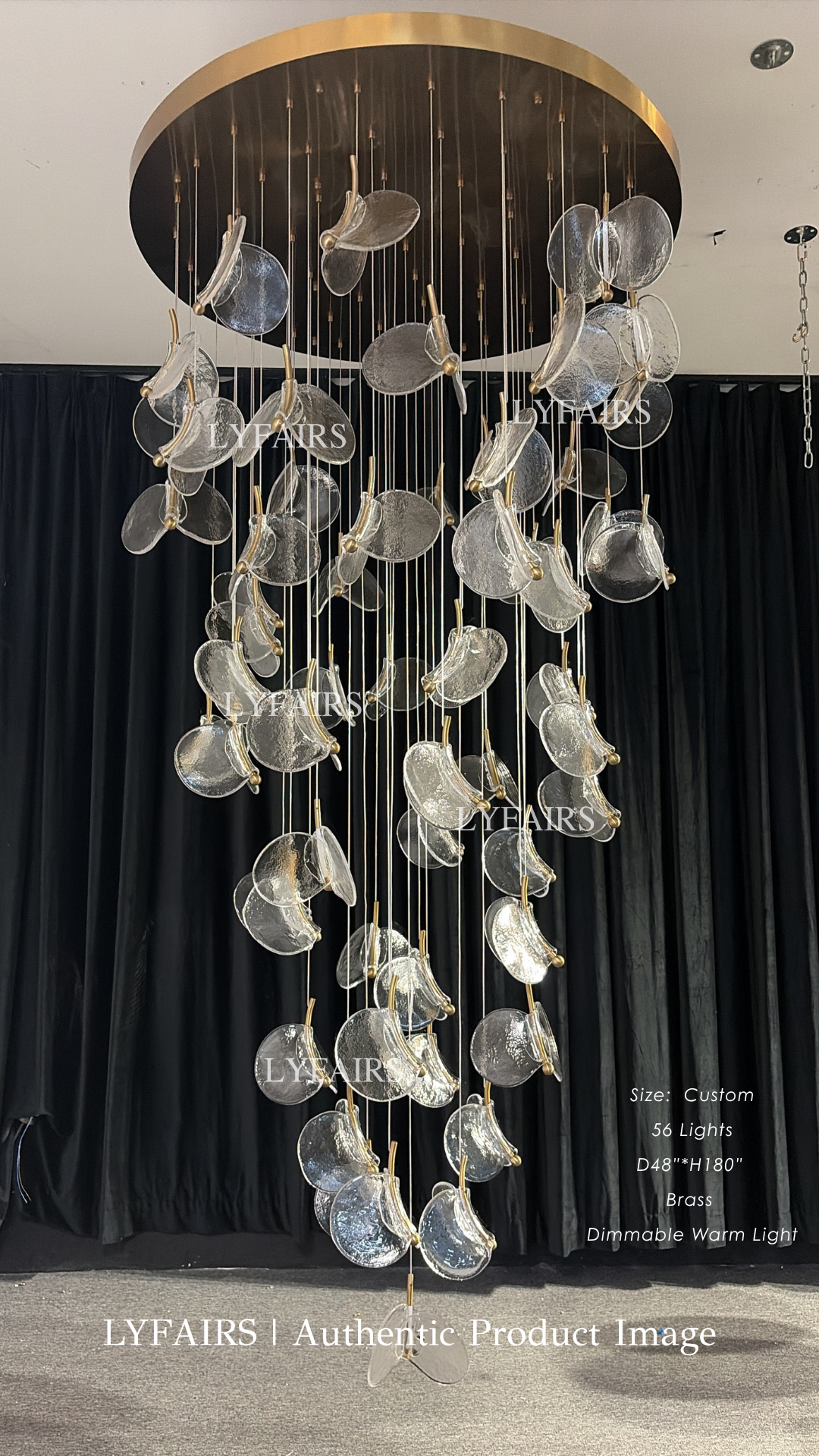Modern Floating Chips Glass Chandelier for High Ceiling/Dining Room
