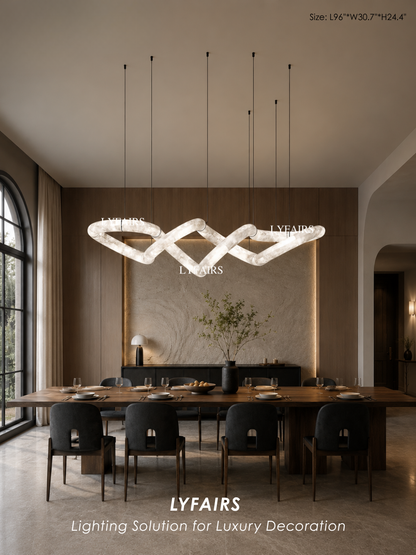 Modern Luxury Infinity Wavy Twist Alabaster Chandelier