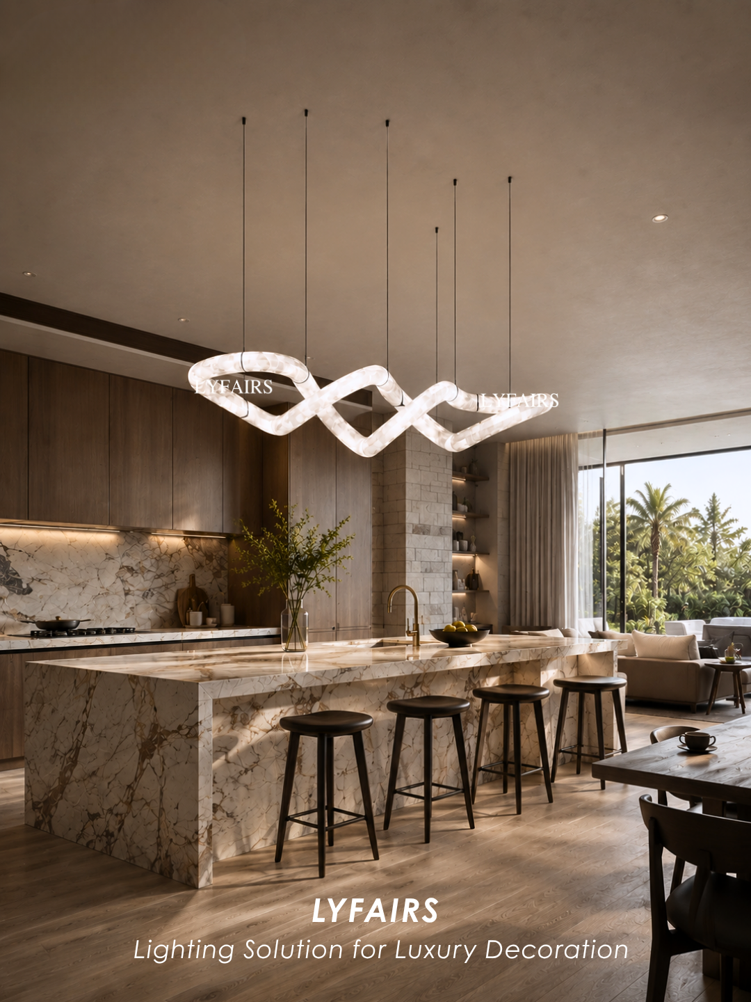 Modern Luxury Infinity Wavy Twist Alabaster Chandelier