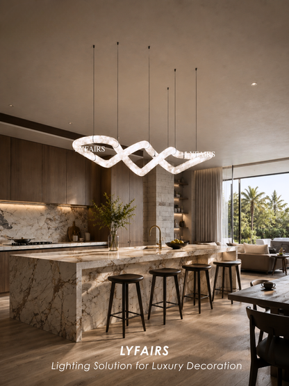 Modern Luxury Infinity Wavy Twist Alabaster Chandelier