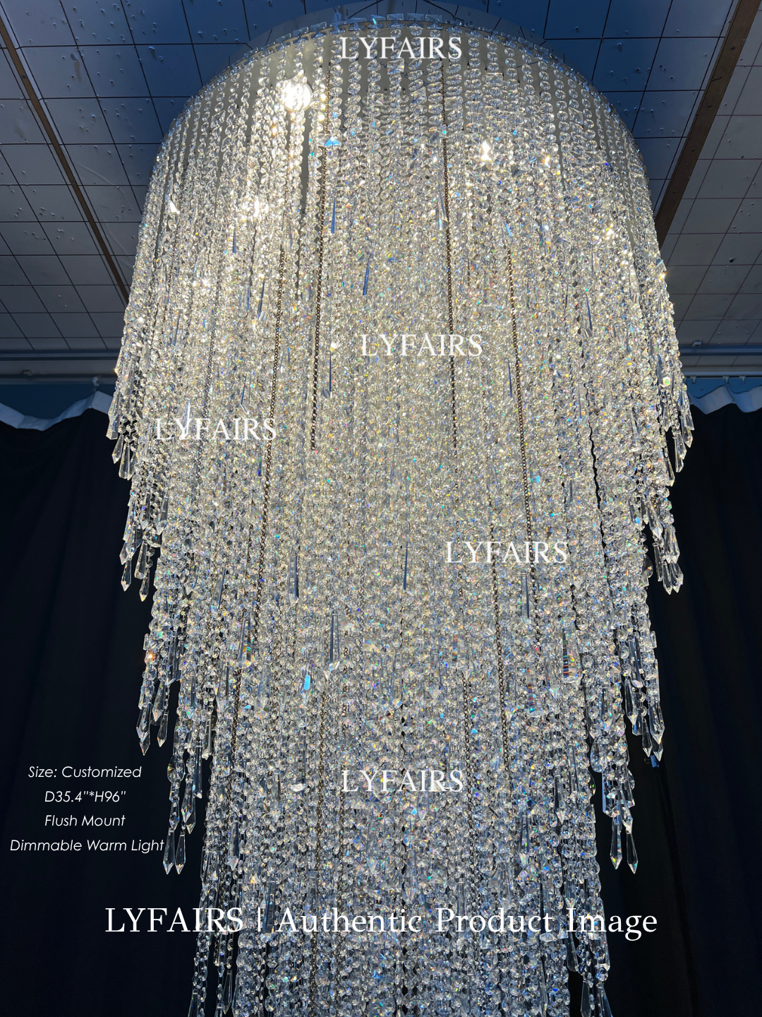 Lampadario moderno di lusso con nappa in cristallo per scale/soggiorno