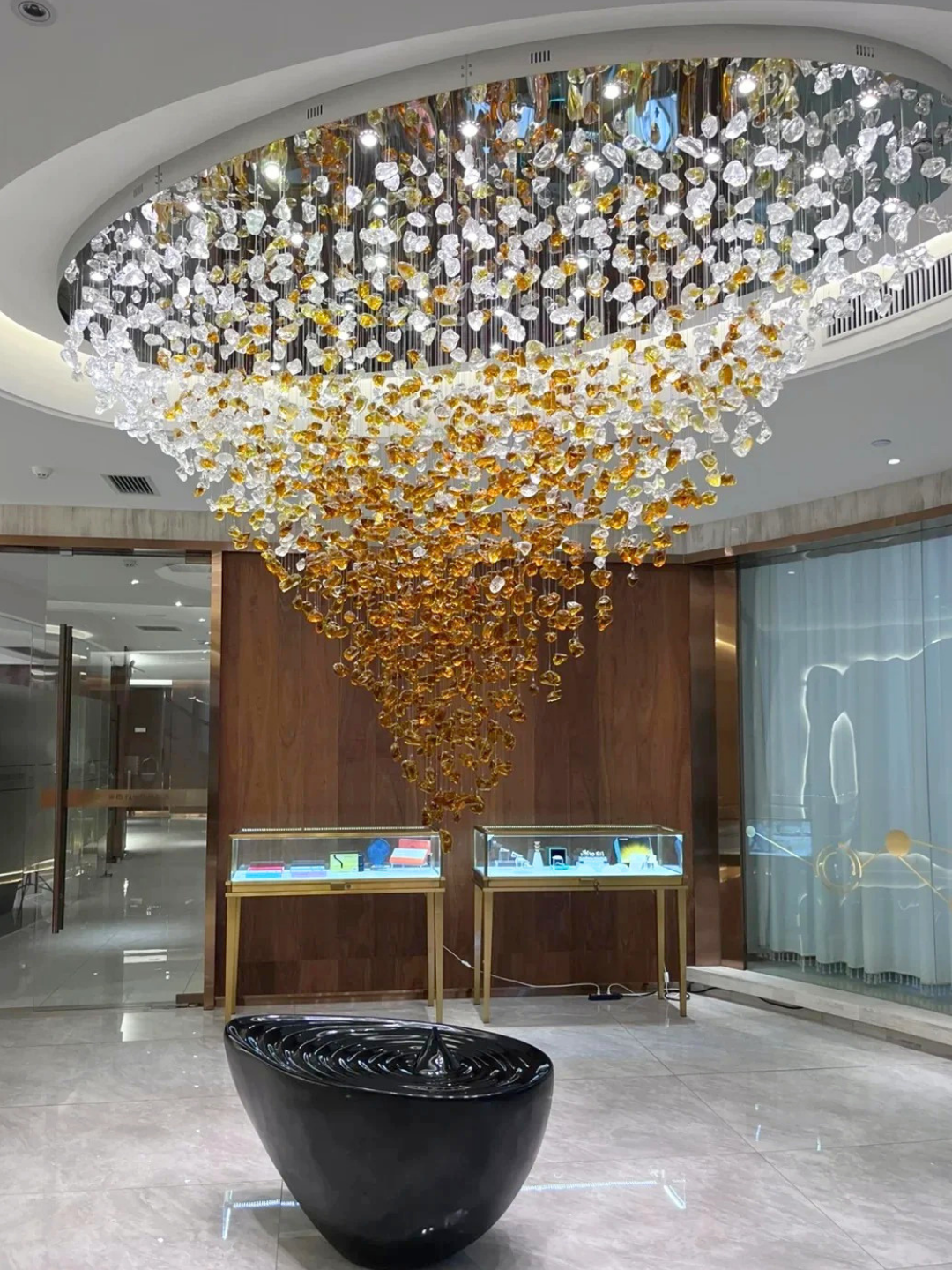 Modern Luxury Cascading Colorful Glass Stone Chandelier