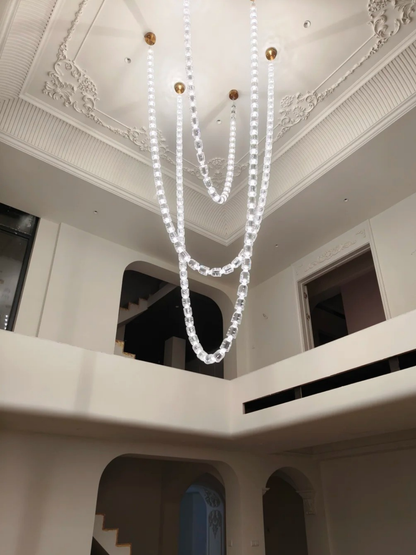Modern Crystal Bullet Necklace Chain Chandelier for Living Room/Staircase/Restaurant