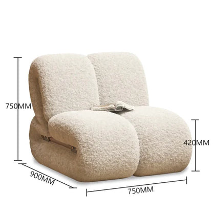 Designer White Boucle Single Lazy Sofa Nordic Style Leisure Chair
