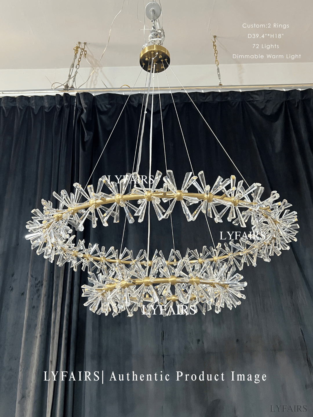 Lampadario a 2 ruote in cristallo di ghiaccio congelato per soggiorno, sala da pranzo 