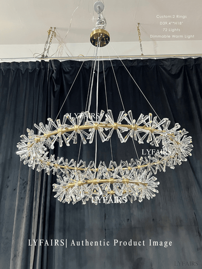 Lampadario a 2 ruote in cristallo di ghiaccio congelato per soggiorno, sala da pranzo 
