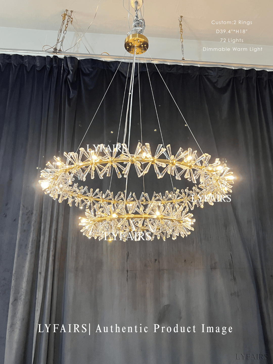 Lampadario a 2 ruote in cristallo di ghiaccio congelato per soggiorno, sala da pranzo 