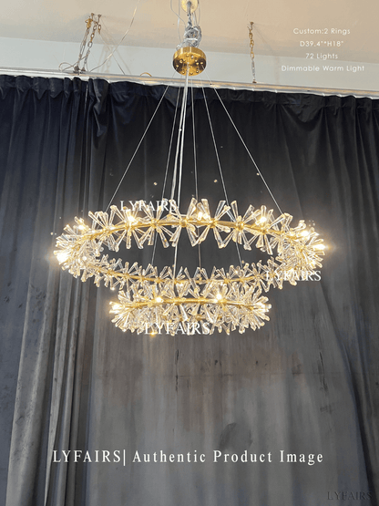 Lampadario a 2 ruote in cristallo di ghiaccio congelato per soggiorno, sala da pranzo 
