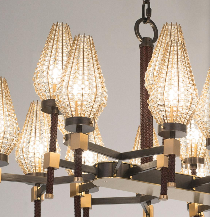 Contemporary Linear Torch‑Shaped Crystal Shade Chandelier for Dining Room/Kitchen Island