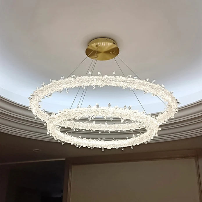 Frost Halo Ring Crystal Chandelier LED Ceiling Light