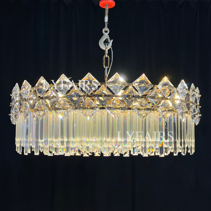 Lustre en cristal transparent à plusieurs niveaux, de luxe et moderne, idéal pour un salon, une salle à manger ou une chambre à coucher
