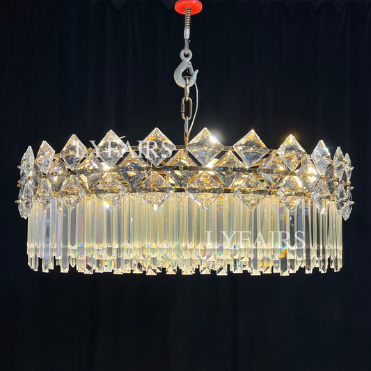 Lustre en cristal transparent à plusieurs niveaux, de luxe et moderne, idéal pour un salon, une salle à manger ou une chambre à coucher