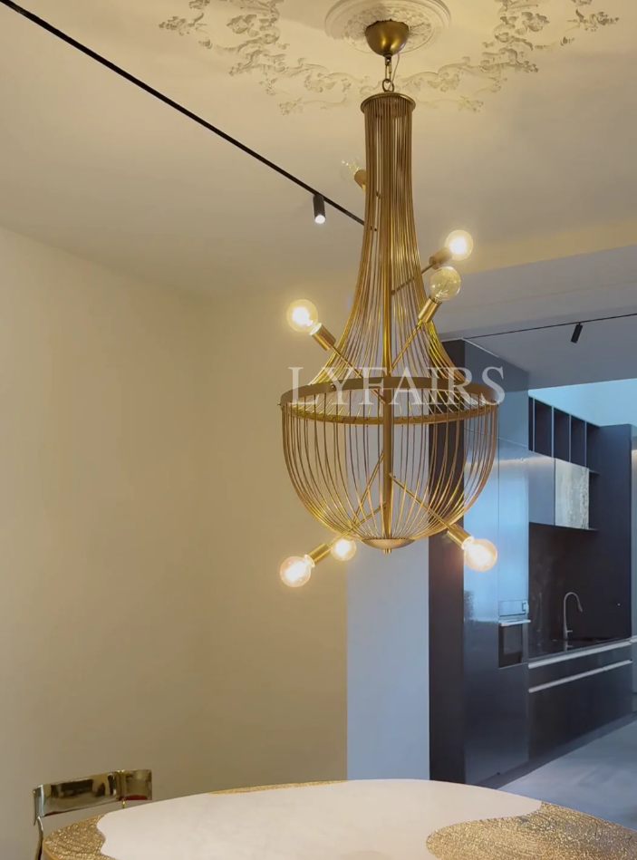 Luxury Minimalist Golden Cage Chandelier