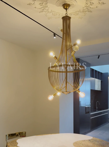 Luxury Minimalist Golden Cage Chandelier