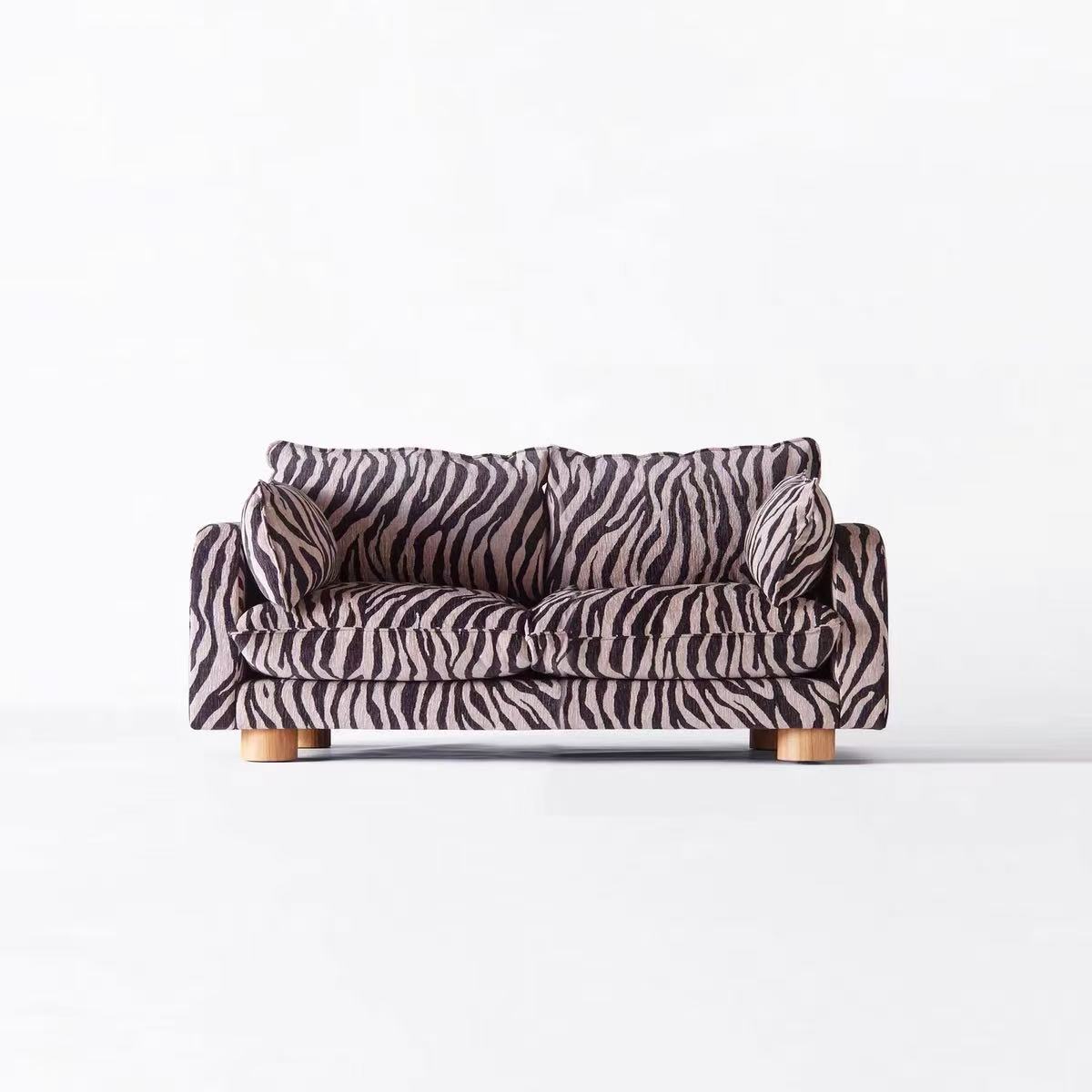 Statement Zebra‑Stripe Upholstered Modular Sofa System