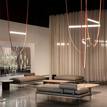 Designer U-shaped Belt Lamp LED  Glass Tube Chandelier