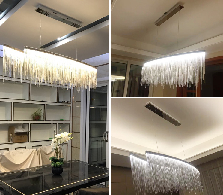 Lampadario a sospensione con nappe in alluminio consigliato dal designer per soggiorno/sala da pranzo/isola della cucina