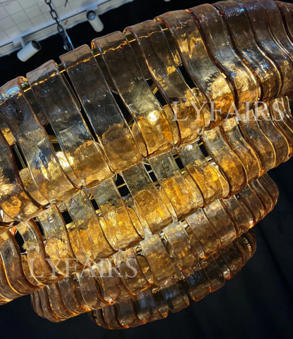 CSA-certified Modern Smoky Gray Glass Chandelier for Low Ceiling