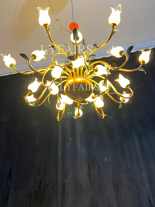 Lustre créatif vintage en forme de tulipe, style campagnard européen, pour salle à manger, chambre à coucher, salon, chambre d'enfant