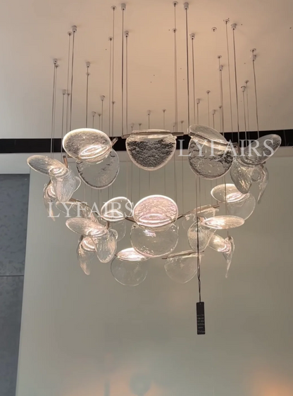 Modern Floating Chips Glass Chandelier for High Ceiling/Dining Room