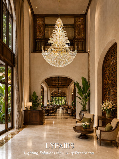 Golden Era Royal Grand Pineapple Design Crystal Chandelier