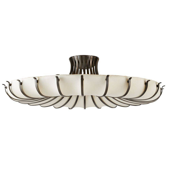 Modern Organic Round Petal Fabric Flush Mount Chandelier for Low-ceiling