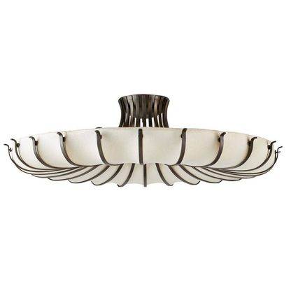 Modern Organic Round Petal Fabric Flush Mount Chandelier for Low-ceiling