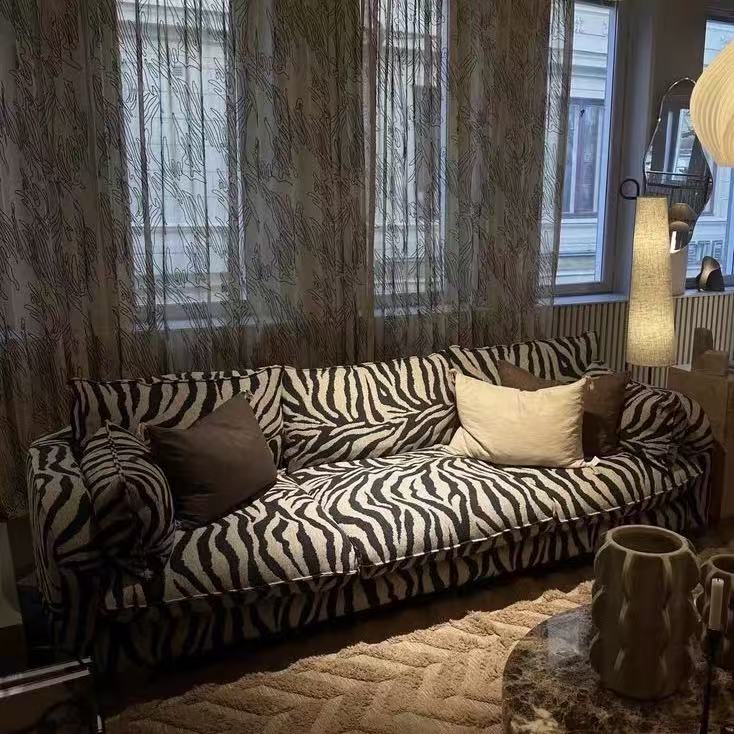 Statement Zebra‑Stripe Upholstered Modular Sofa System